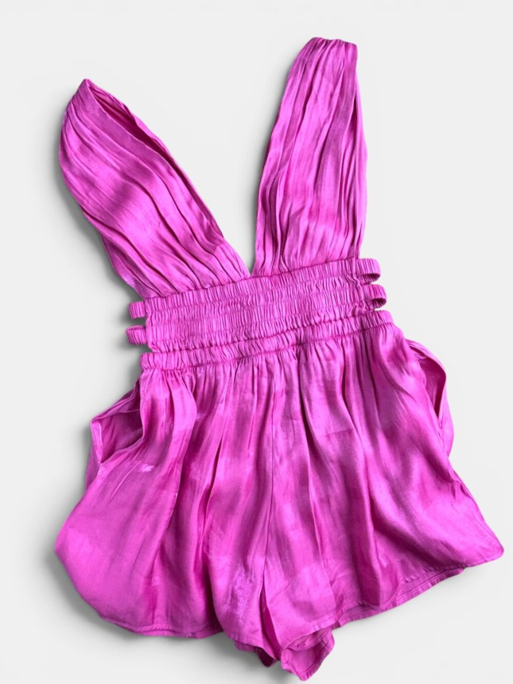 Stiletto's Pink Smocked Plunge Romper - Picture 5 of 16